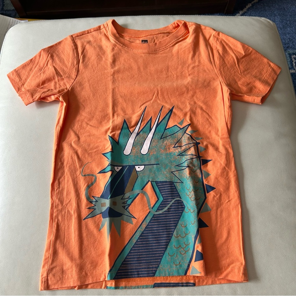 Tea Collection Orange Short Sleeve dragon Graphic Tee